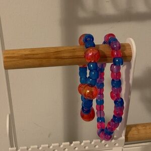 Beaded Stretch Bracelet Bundle - Pink & Blue